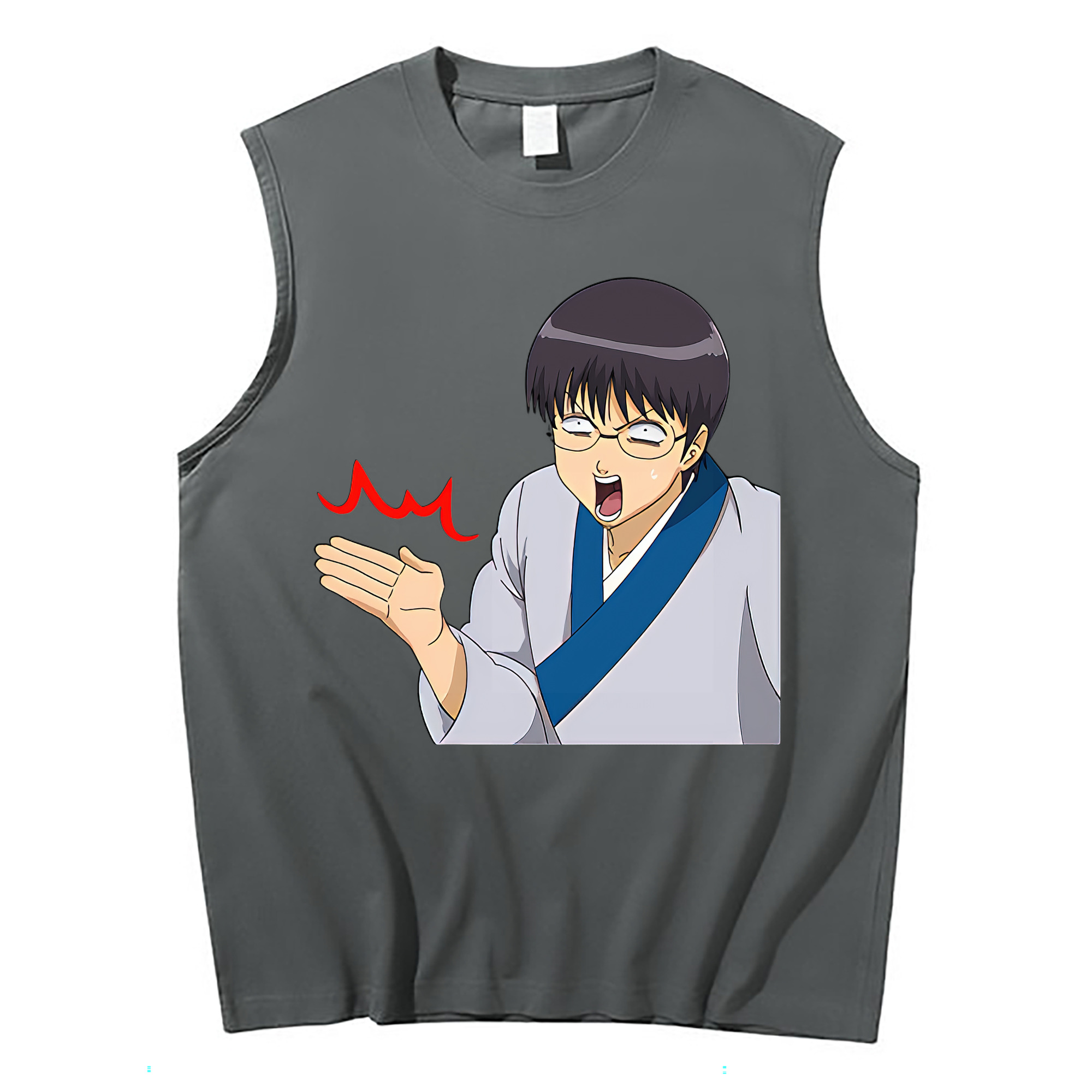 （画像用） ぎんたま 坂田銀時（さかたぎんとき） 神楽 志村新八（しむら しんぱち） GINTAMA Sakata Gintoki Kagura Shimura Shinpachi コットン100％タンクトップ（フロントプリント）